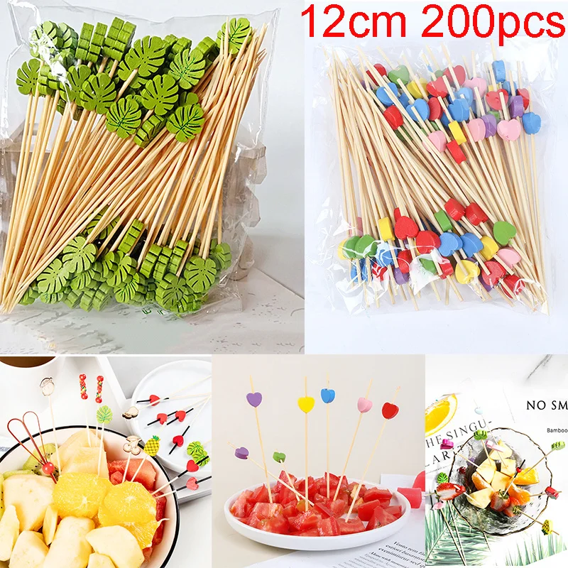 

200 шт., одноразовые бамбуковые палочки для фруктов