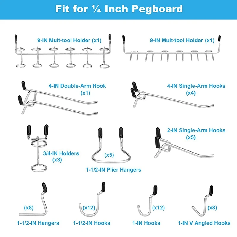 60 различных премиальных металлических крючков для крепления на месте 1/4-дюймовой