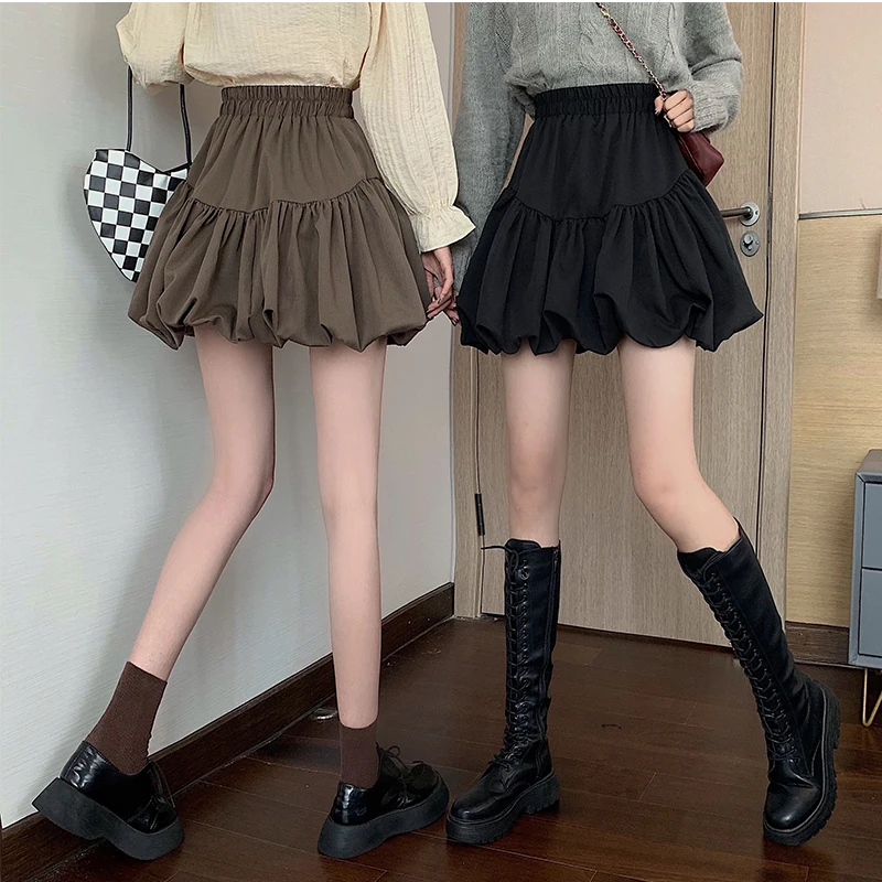 

Summer High Waist Y2k Women's Skirts Solid Fashion Elegant Black White Korean New Mini Female Clothing A-LINE