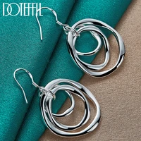 doteffil 925 sterling silver three circle drop earring for woman lady wedding engagement party fashion jewelry