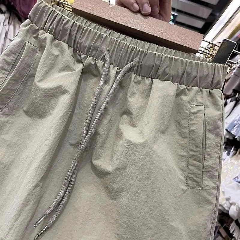 Korea Fashion Summer Women's Golf Pants Vintage High-waisted Drawstring A-line Skirt Elastic Belt Golf Cargo Pants Short Skirt