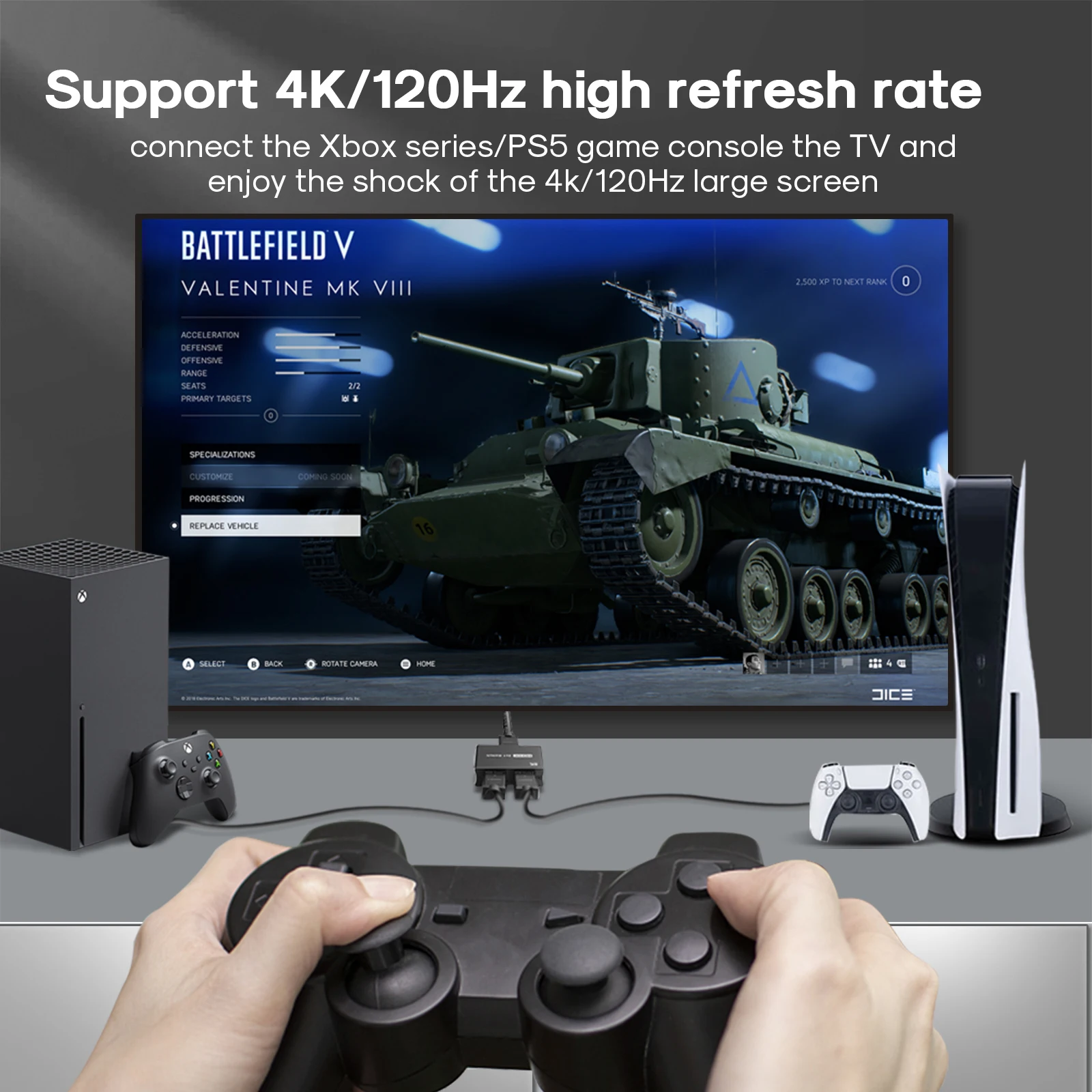 Фото HDMI-совместимый переключатель 2x1 Ultra HD 4K @ 120 Гц 8K @ 60 Гц преобразователь совместимый с ТВ ноутбуком Xbox PS5 проекторами мониторами №3