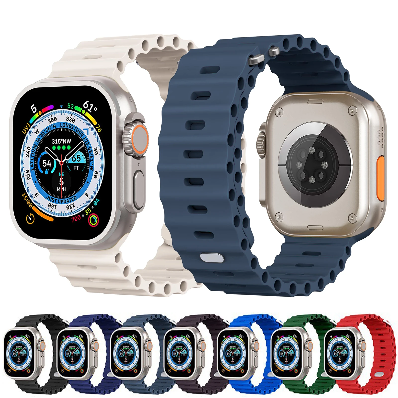 Силиконовый ремешок Ocean Band для Apple Watch 44 мм 49 45 41 40 38 42 спортивный браслет iWatch Series ultra