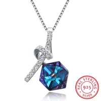 crystals from austrian crystal elements diamond shaped sterling silver necklace
