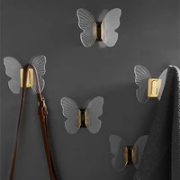 acrylic butterfly robe hooks transparent door bag key holder towel hanger rack wall mounted bathroom hardware home decor