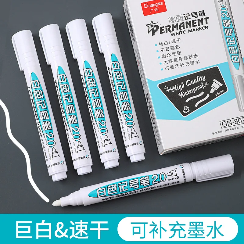 

White Marker Pen Does Not Fade Thick Head Industrial Quick-drying Paint Pen Large Tire Art Painting Highlight Pen Student Oily