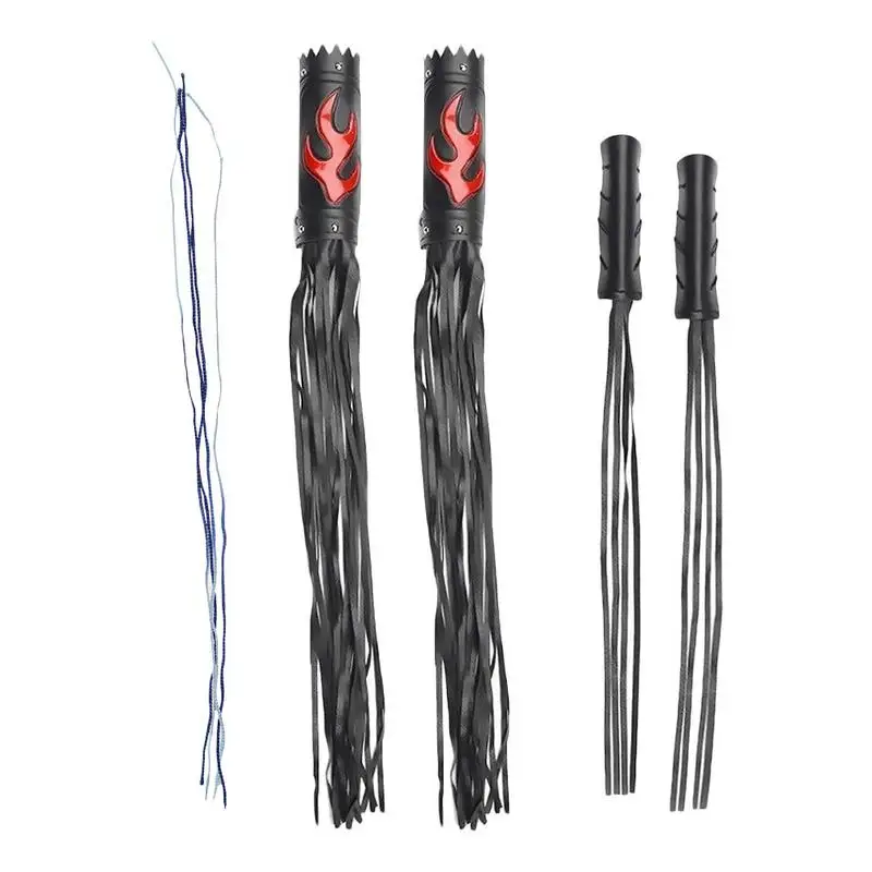 

Leather Motorcycle Brake Clutch Fringe Grip Covers Auto Refit Retro Flame Handlebar Handle Streamer