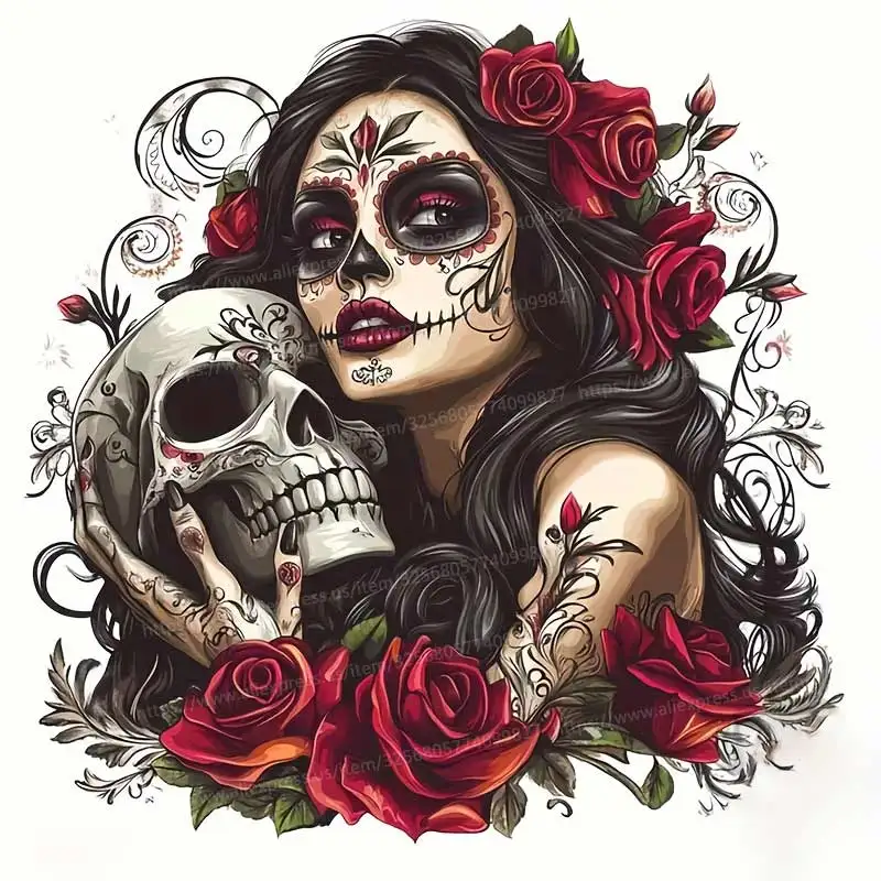 

Сахарный череп, женский скелет, автомобильная наклейка, водостойкая виниловая наклейка на бампер, заднее окно, ноутбук, наклейка для автомобильных аксессуаров SH879