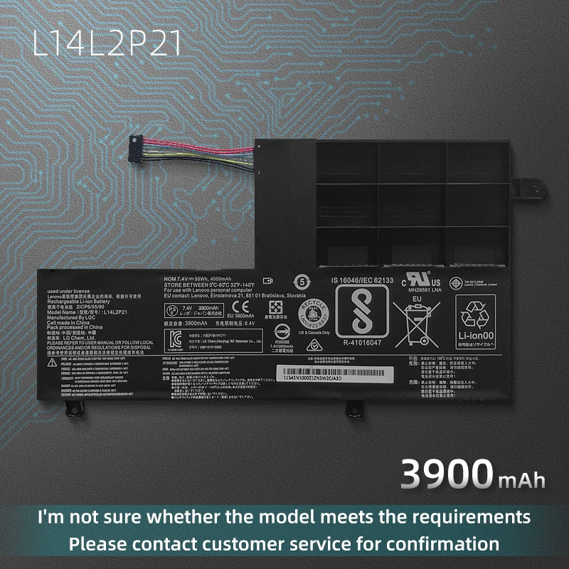 

Аккумулятор L14L2P21 для ноутбука LENOVO Ideapad 310S-14AST/14IKB/15IKB 320S-15ABR/15AST/15IKB Xiaoxin i2000 Flex3-1435/1470/1480/1535
