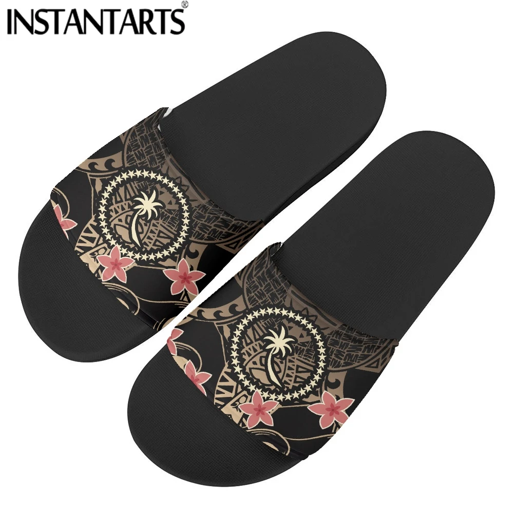 

INSTANTARTS 2022 New Arrivals Non-Slip Slide Sandals Chuuk Polynesian Plumeria Printed Women Home Slippers Breathable Flip Flop