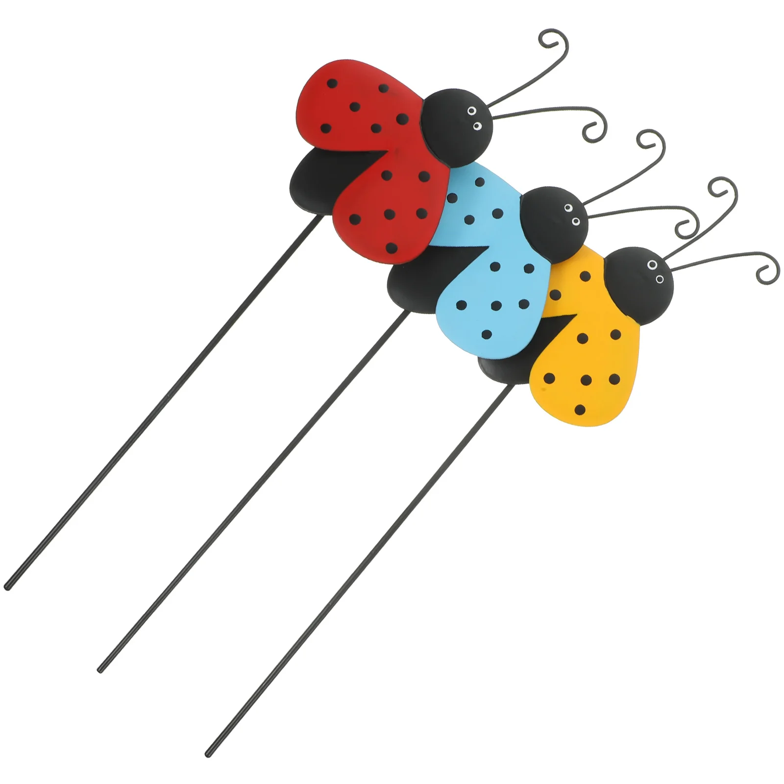 

3 Pcs Artificial Turf Outdoors The Sign Ladybugs Decor Garden Stakes Decorative Iron Lawn