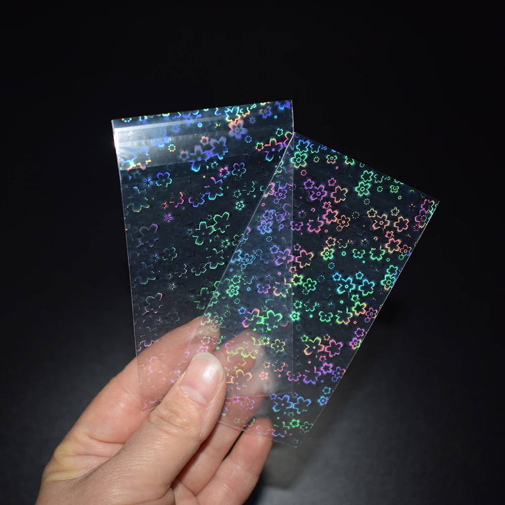 100pcs/lot Flower Small Cards Transparent Laser Clear Sleeves YGO MTG TCG Korea Idol Photo Protector Trading Shield Cover |