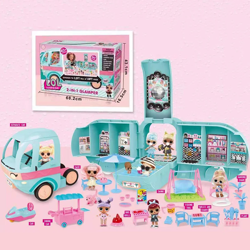 

LOL Surprise Omg Lol Dolls 2-in-1 GLAMPER Toys Girls GITTER FACTORY DIY Play House for Girl's Birthday Gifts Hot Toys brain game