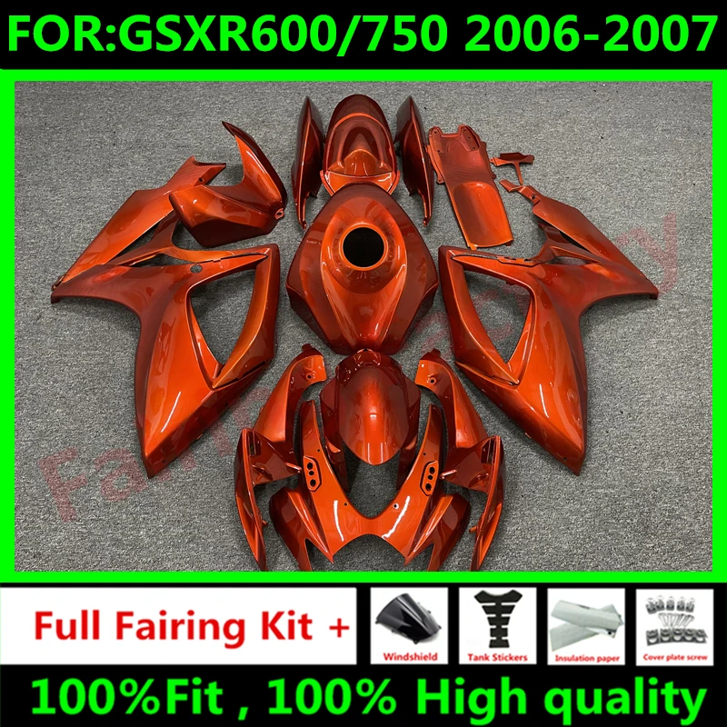 

Новый комплект обтекателей для мотоцикла ABS Подходит для GSXR600 750 06 07 GSXR 600 GSX-R750 K6 2006 2007 полный комплект обтекателей оранжевый