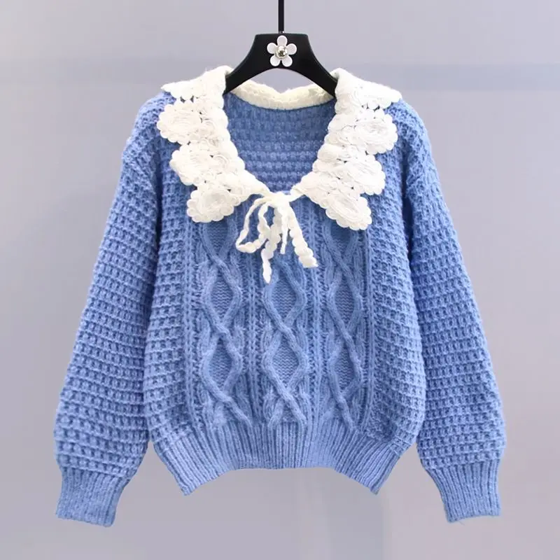 

2023 осень и зима для женщин Винтажный трикотажный женский свитер Свободный Повседневный Универсальный Модный корейский пуловер Q62