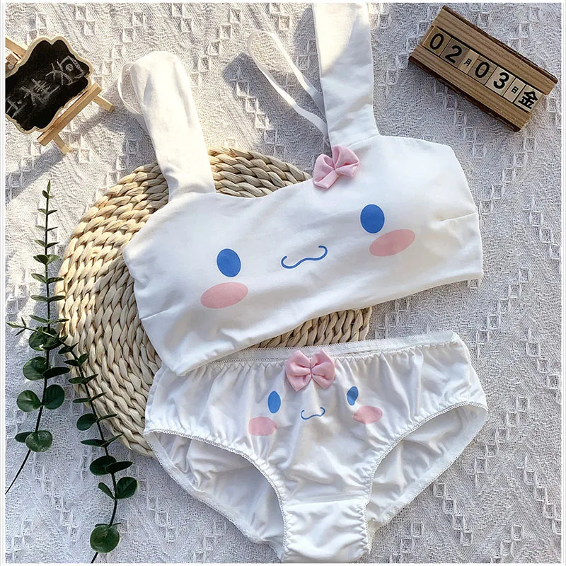 

Sanrio Cinnamoroll Girls Thin Bra Sweet Cute Cartoon Long Ear Vest Underwear Girly Girl No Steel Ring Boob Tube Top Suit