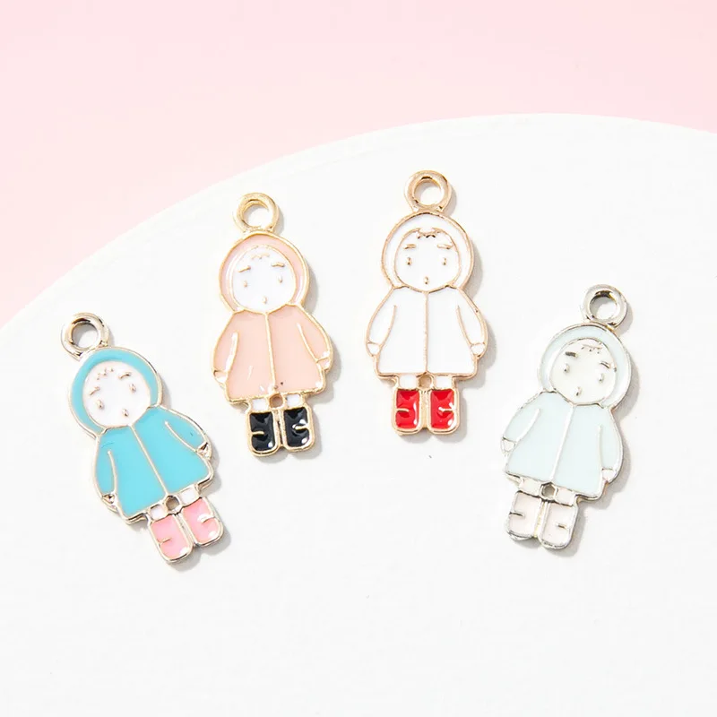 

10Pcs Gold Plated Enamel Girl Charm Pendant for Jewelry Making Bracelet Women Necklace Earrings Accessories Findings DIY