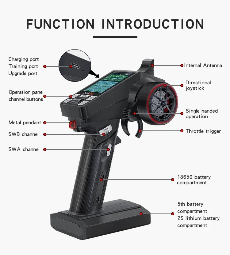 Фото HOTRC DS-4A DS600 CT-8A CT-8B 4CH 6CH 8CH 4/6/8/10-канальный одиночный передатчик дистанционного управления для радиоуправляемой модели автомобиля, лодки, корабля, танка №4