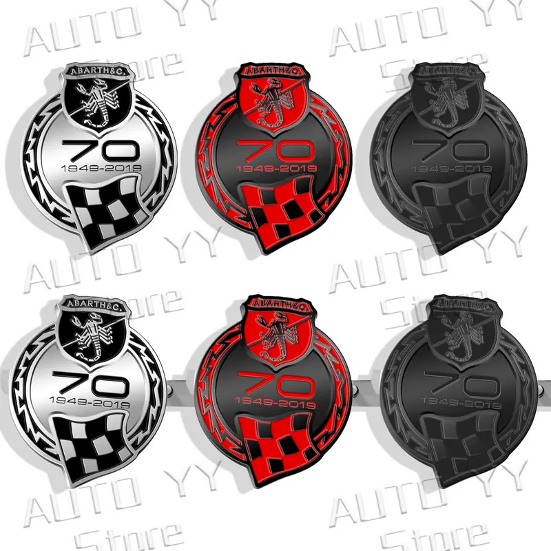 3D Metal Car Decor 70 Anniversary Scorpion Vintage Logo Rear Trunk Sticker Front Grill Badge For Abarth 500 595 125 Punto Panda