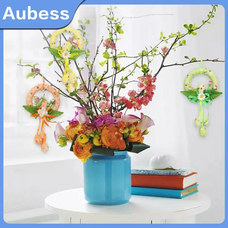 

Hanging Party Decoration Door Wall Hanging Home Pendant Easter Egg Artificial Green Plant Spring Ring Wreath