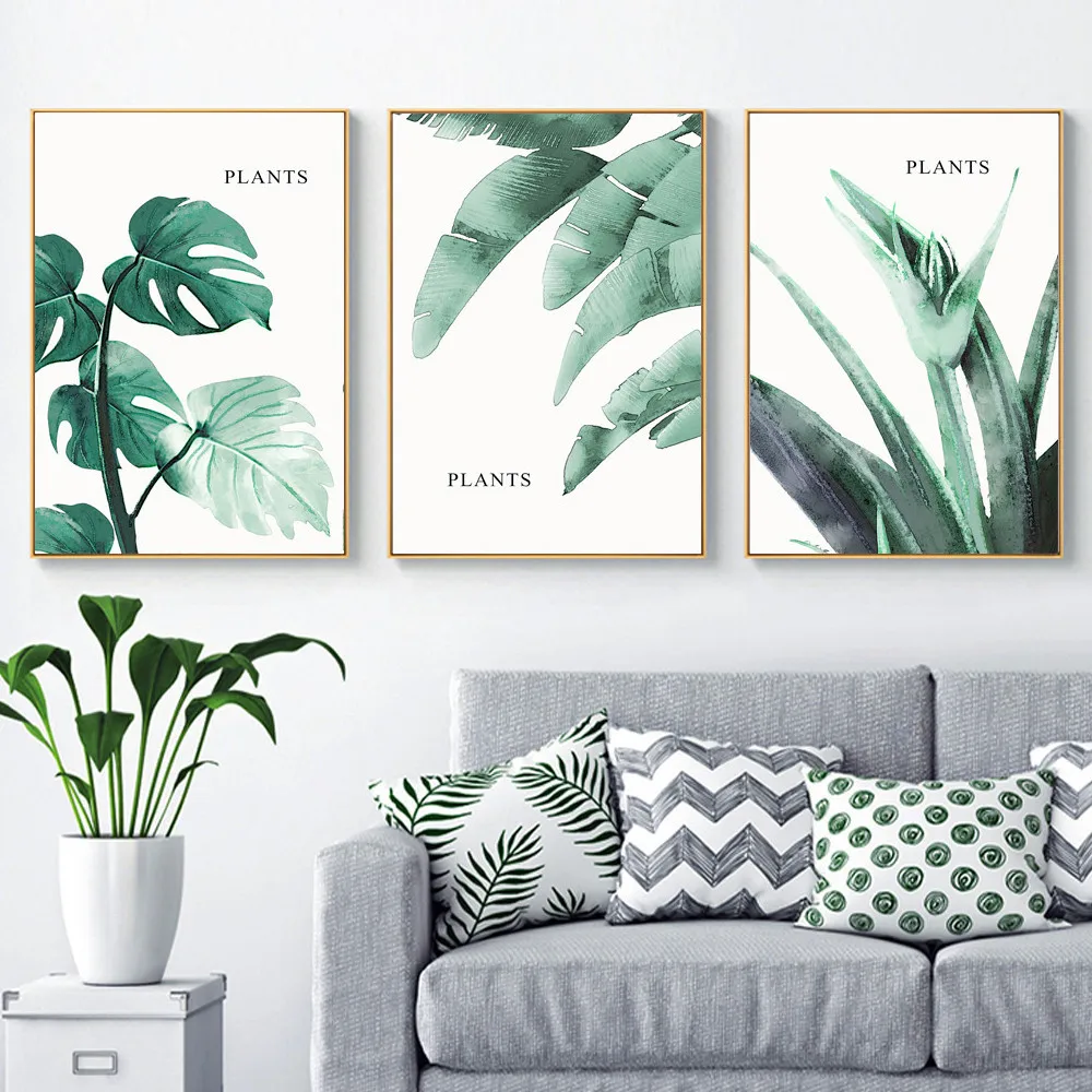 

Minimalist Tropical Art Wall Picture Anime Poster Modern Green Plant Leaves Nordic Canvas Painting For Living Room Home Decor