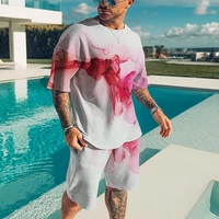 mens new tracksuit 2 piece summer solid color sports hawaiian suit short sleeve t shirt and shorts casual fashion mens clothin