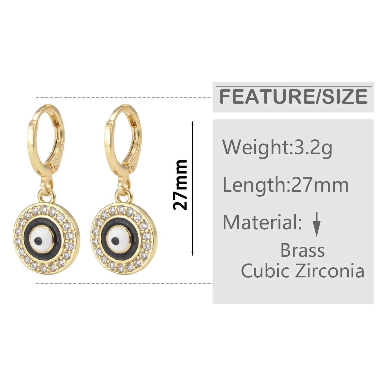 Женские круглые серьги-подвески 2 пары