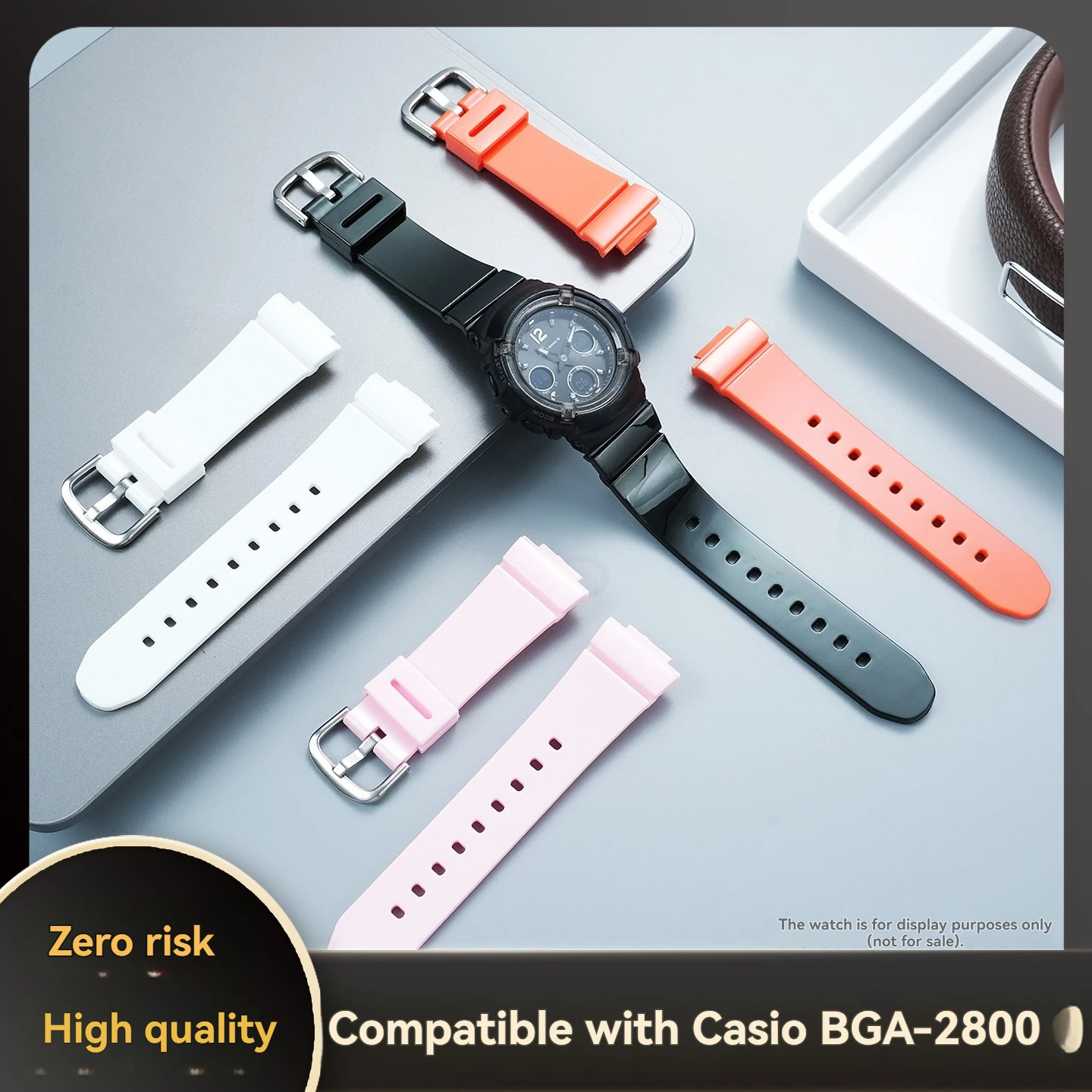 Фото Подходит для часов Casio BABY-G серии BGA-130/GBD-140, 560 цветных силиконовых ремешков из полимерной смолы. №1