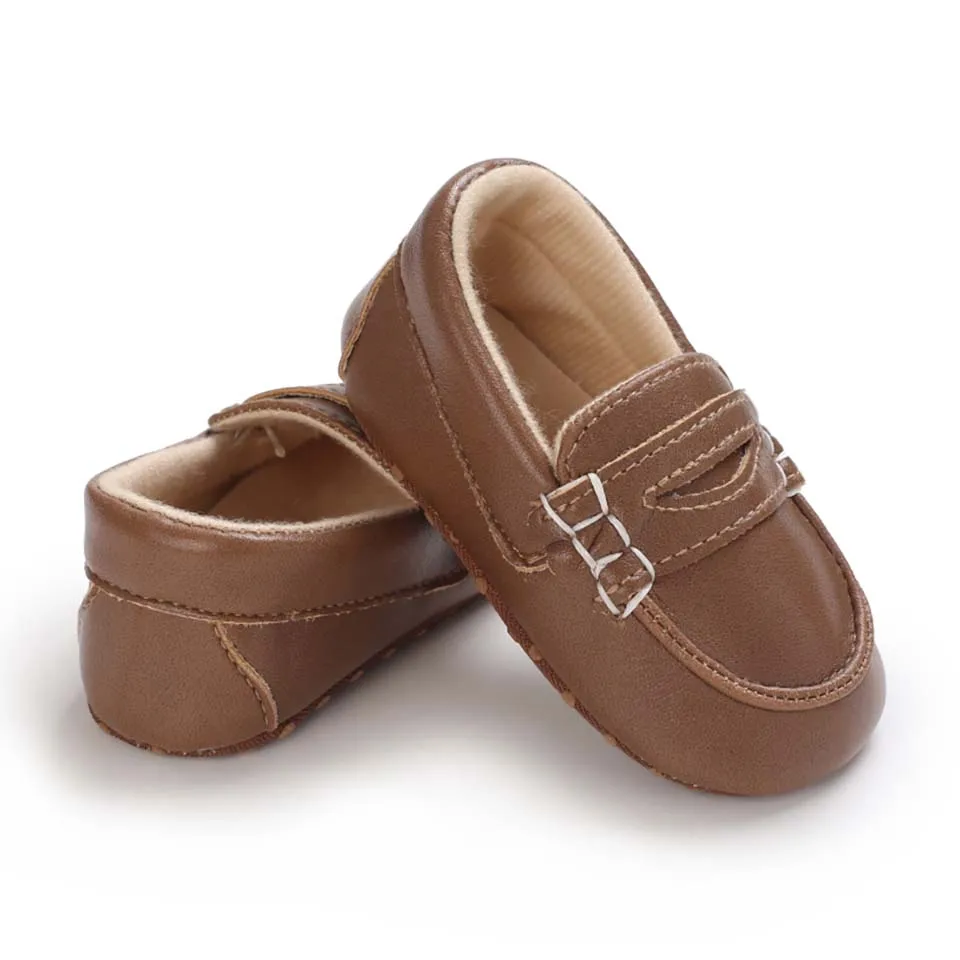 Обувь для новорожденных девочек и мальчиков кожаная нескользящая обувь на