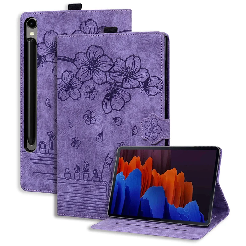 Фото Чехол-книжка-подставка из искусственной кожи с тиснением цветов для Samsung Galaxy Tab S11/S10 Lite 2025 SM-X730 SM-X400 Чехол с рисунком кота №4
