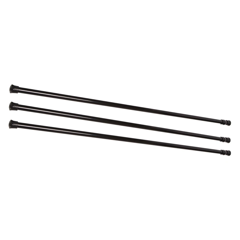 

3PCS Tension Rod Black Spring Curtain Rods 27.5 To 47 Inch Expandable Curtain Rod Spring Loaded Tensions Rod