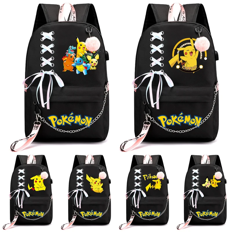 

Anime Pokemon Pikachu Backpack Printed School Bag Teenager Student Cartoon Bookbag Outdoor Knapsack Kids Boy Girl Rucksack