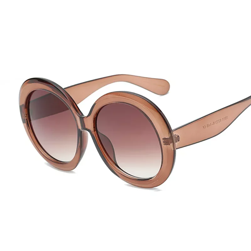 

New in Big Round Sunglasses Women Brown Gradient Sun Glasses Female Fashion Luxury Brand Mirror Clear Oculos De Sol y2k hair acc