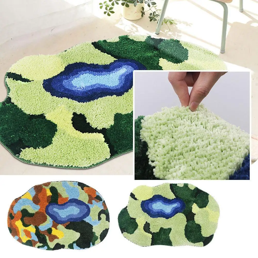 

1PCS Comfortable Moss Turfting Rugs For Bedroom Bedside Fluffy SoftIrregular Rugs Living Room Floor Mat Anti-slip Home Carp I1Z4