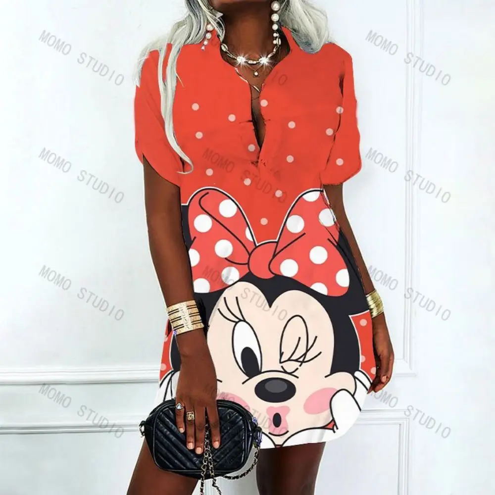 Dress Minnie Mouse Y2k Sexy Dress for Women Elegant Casual Women's Dresses V-Neck Woman Clothes Summer Dresses Woman 2023 Offer