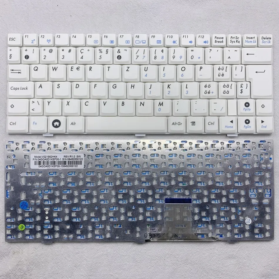 Швейцарская Клавиатура для ноутбука ASUS EeePC 1000 1000H 1000HA 1000HC 1000HD 1000HE белая раскладка