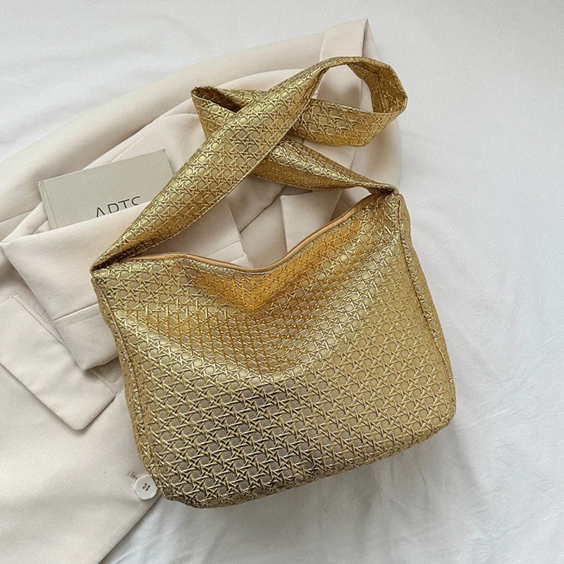 

Weaving Pattern Shoulder Bag Large Capacity Soft Handbags Women Crossbody Bags New Design Casual Tote