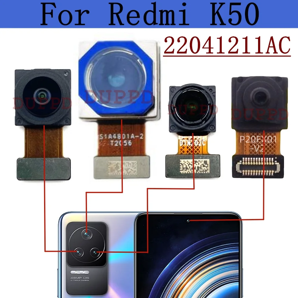 

Передняя и задняя камеры для Xiaomi Redmi K50 22041211AC оригинальная широкая селфи ультраширокая макро основная фронтальная камера запасной гибкий кабель