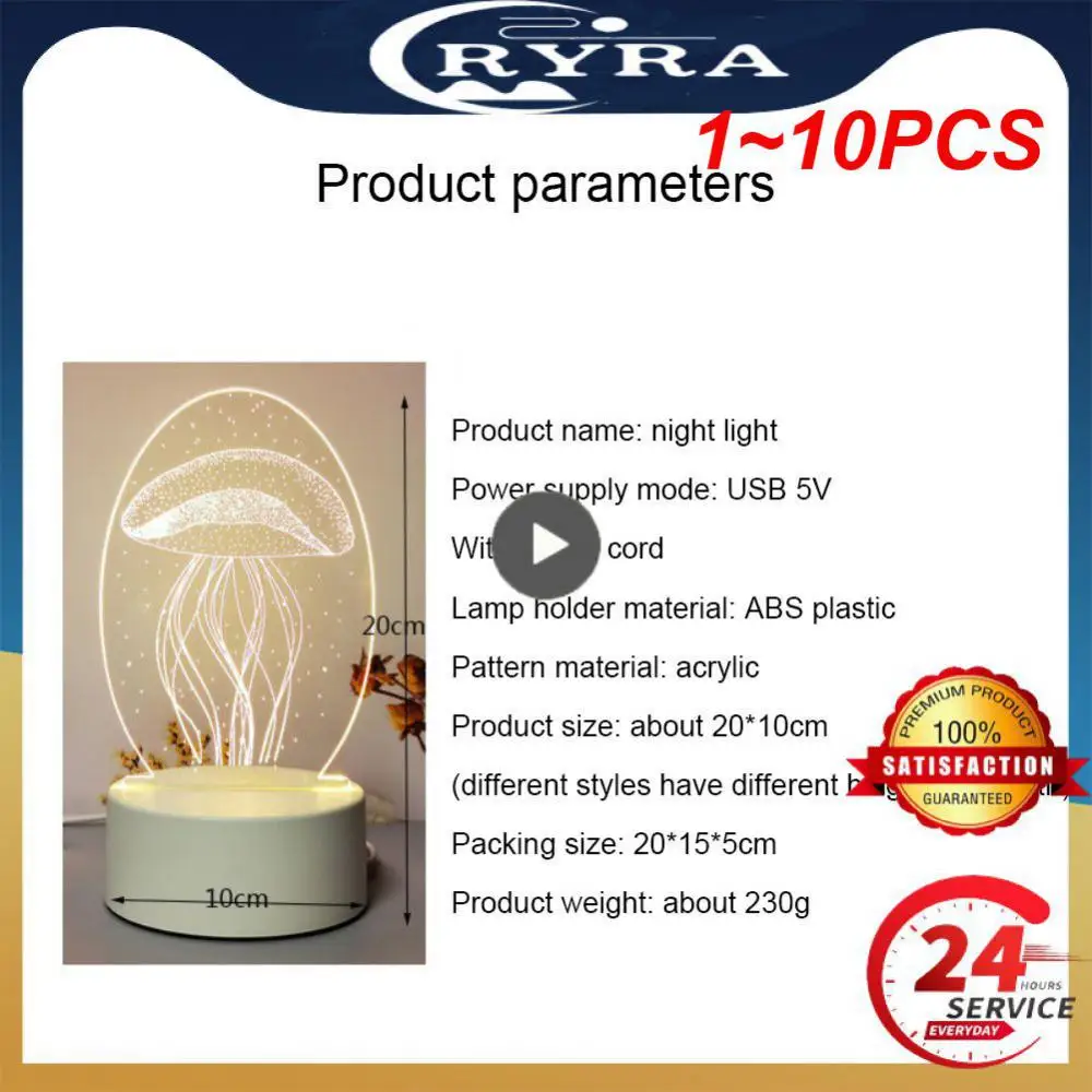 

1~10PCS Romantic Love 3D Lamp Heart-shaped Balloon Acrylic LED Night Light Decorative Table Lamp Valentine's Day Sweetheart