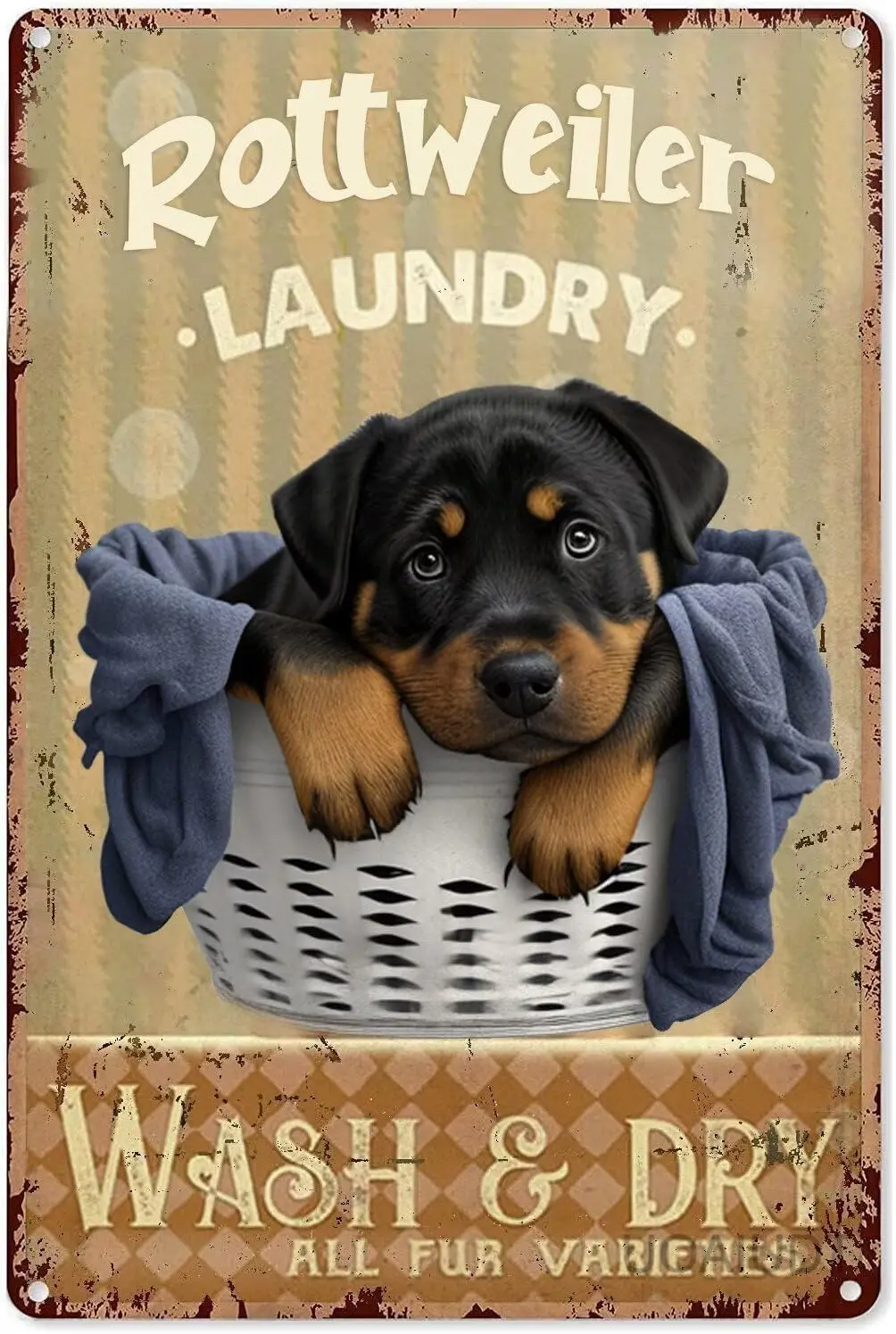 Ретро Lundry Room Metl Tn Sgn Rottweler Wsh &ampmp Dry Poster Vntge Plque Wll Decor Gft For Bthroom Resturnt Frm Bedro
