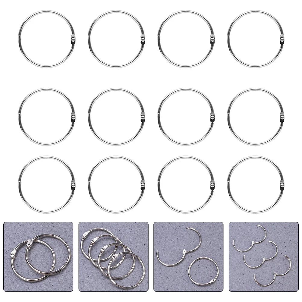 

20pcs Stainless Steel Book Mini Binder Clips Key Rings Ring Photo Album Binder Ring Hinged Buckle Rings Car Keys