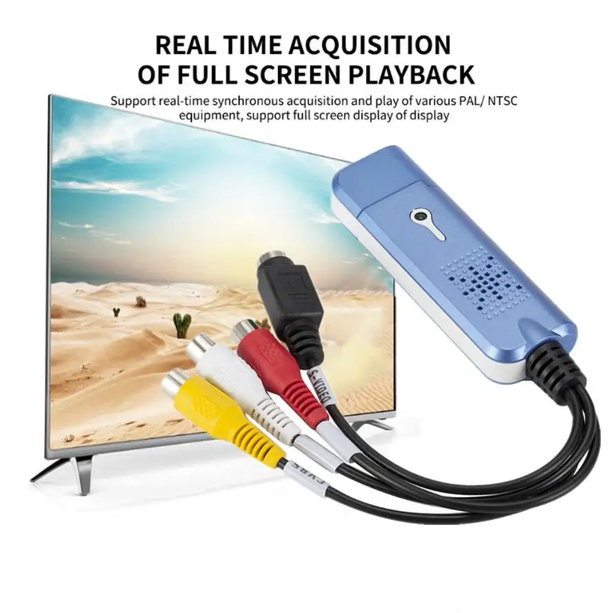 Plug And Play For Easycap USB 2.0 Easy Cap Audio Video Capture Adapter VHS DVD DVR TV Card Converter Grabber |