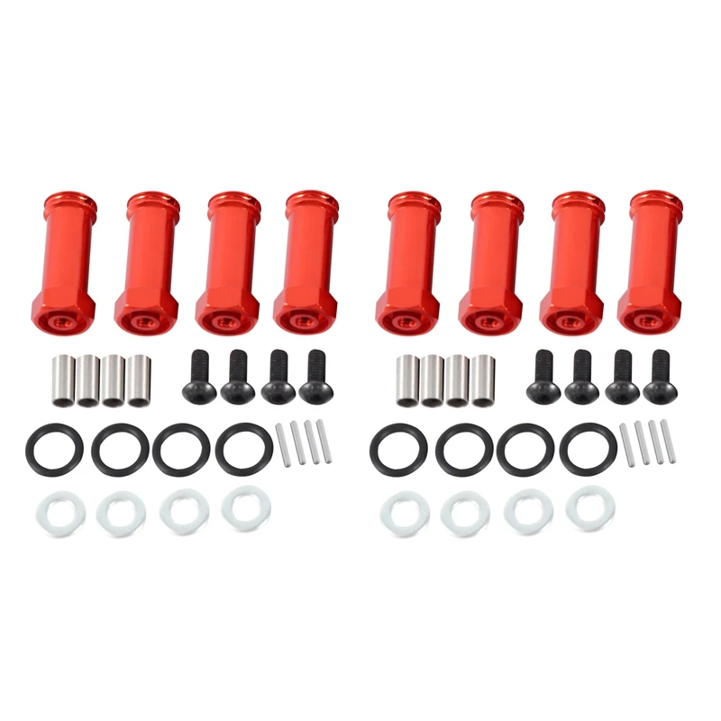 

8X 12Mm Aluminum Wheel Hex Adapters Long 29Mm Extension RC Car Conversion Parts For 1/12 Wltoys 12428 12423 Red