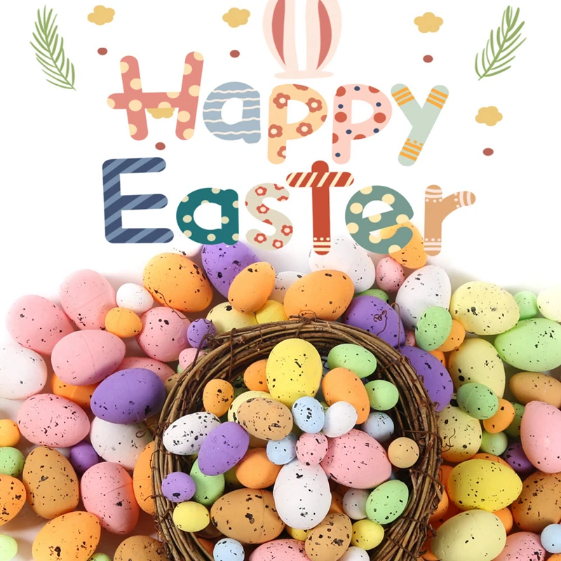 

LuanQI 100Pcs Happy Easter Eggs Multiple Sizes DIY Wreath Decoration Spring Holiday Decor Easter Children's Party Gifts