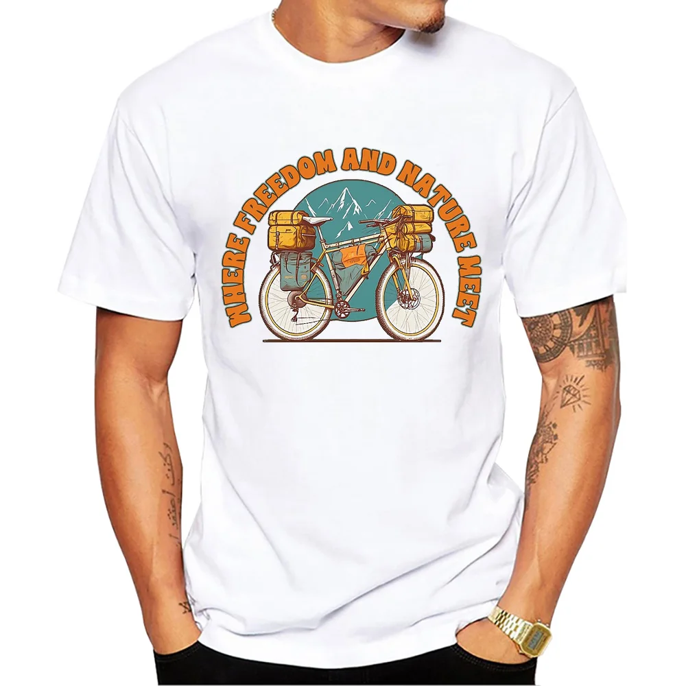 Teehub Vintage Fahrrad Verpackung Herren Tops fahren Kies Druck T-Shirt Mountainbike Männer T-Shirts altes Fahrrad männlich lässig T-Shirt – Detail 7
