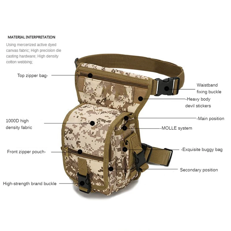 Waterproof Canvas Motorcycle Waist Fanny Pack Hip Rider Tactical Thigh Leg Bags Fanny Pack For Men Chest Bag Camping Hiking