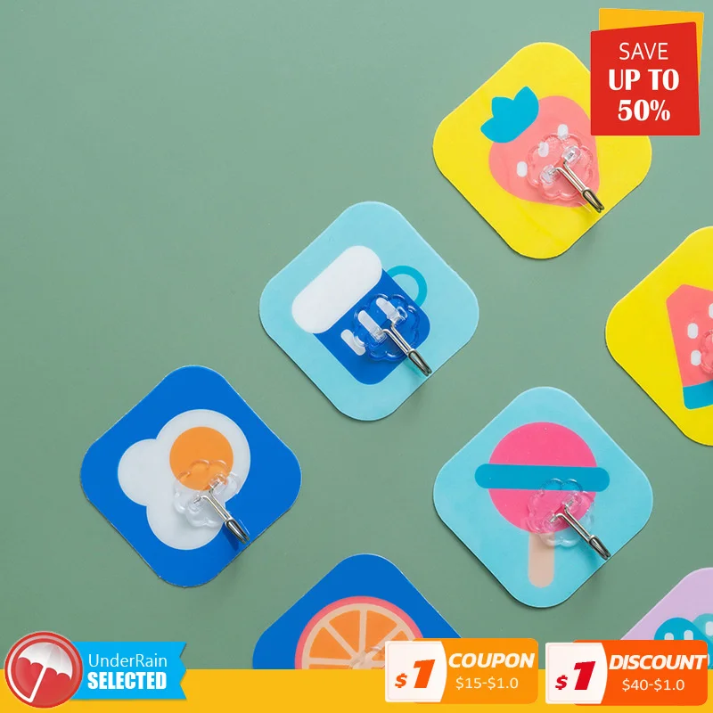 

1pcs Cartoon Strong Self Adhesive Hook Door Key Holder Wall Hanger Suction Cup Heavy Load Rack Sucker Kitchen Bathroom Organizer