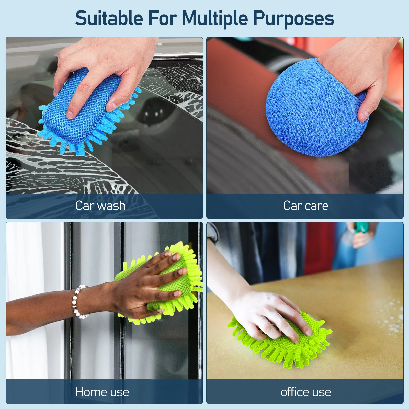 

4 Pcs Car Washing Sponge Sponge Car Wax Applicator Pad Pocket Chenille Travel