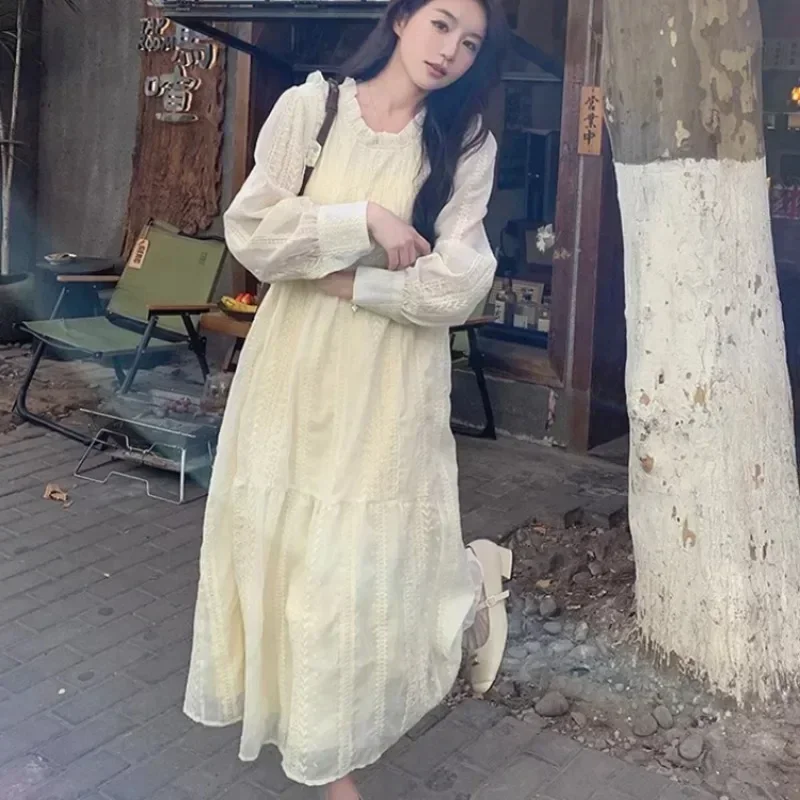 Кружевное платье макси Vestidos женская уличная одежда температурный дизайн милое