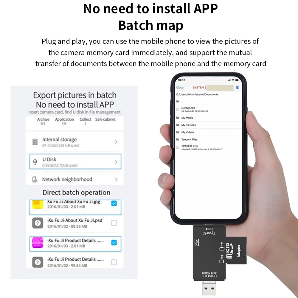 Кардридер TISHRIC 6 в 1 USB + Type-C micro Android/TYPE- C устройство для чтения карт TF SD адаптер OTG Drive